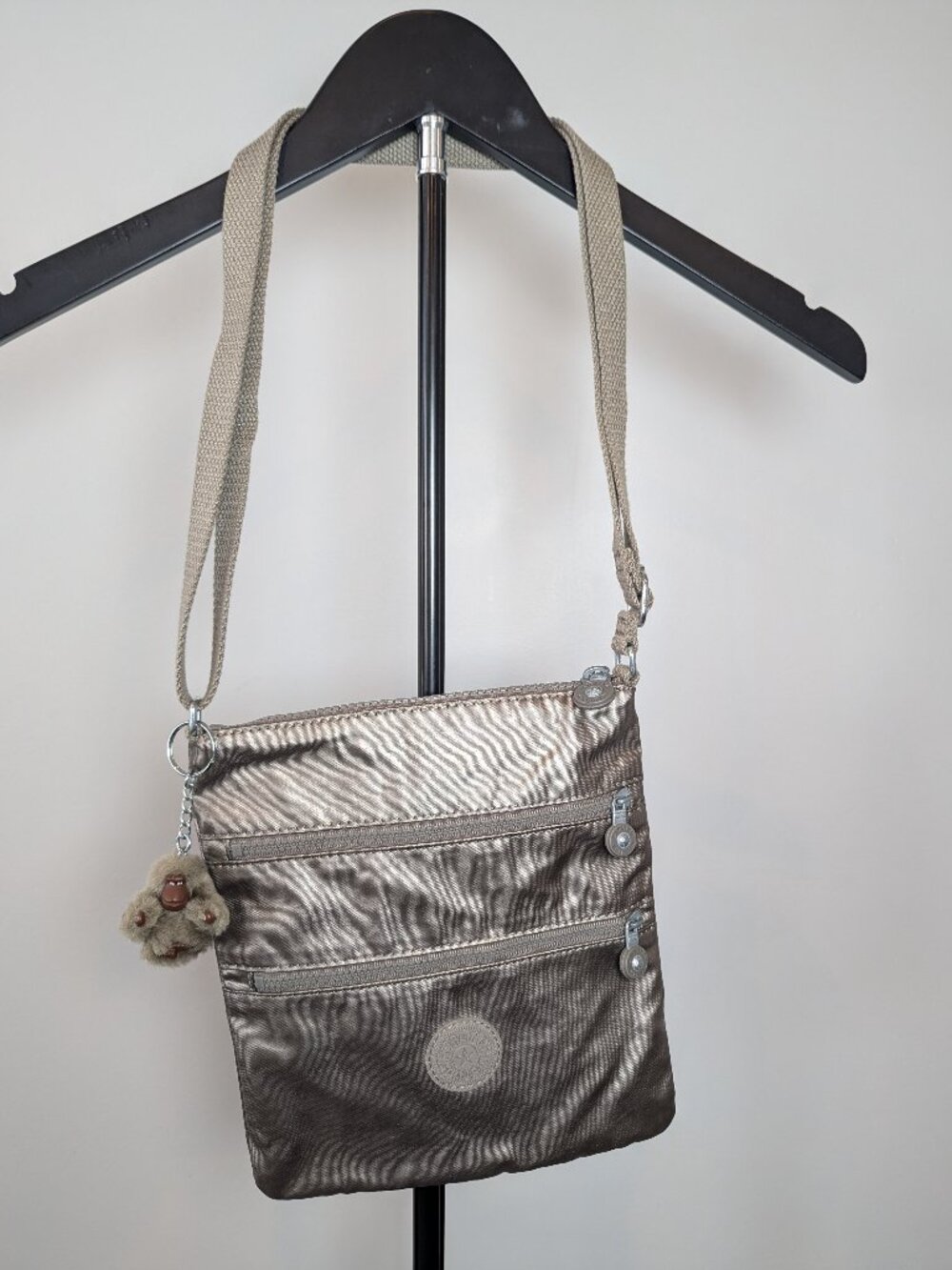 Kipling Keiko Crossbody Metallic Mini Bag Metallic Glow with Monkey Keychain
